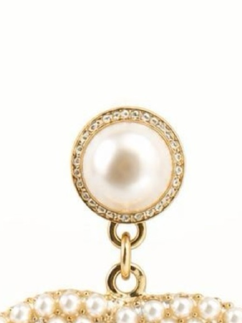Beautiful Gold-tone Pearl & Crystal Rhinestone CC Drop Earrings - Picture 5 of 6